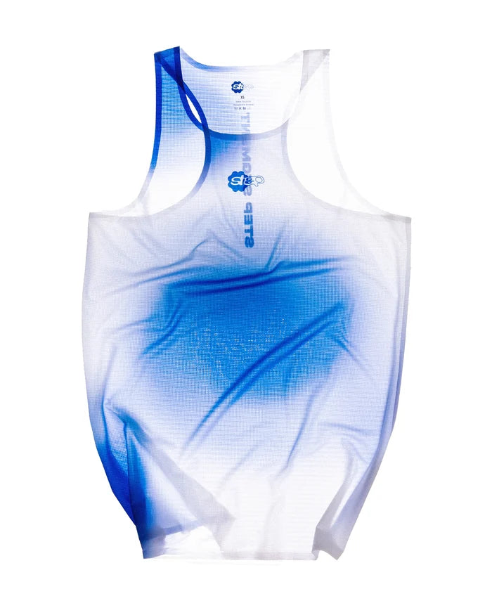 Race Singlet White & Blue